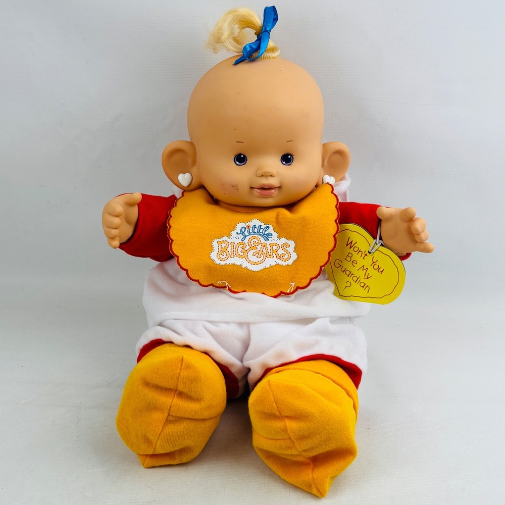 Vintage Ertl Little Big Ears Baby Doll 1995 First Generation Blonde Blue Bow 14"